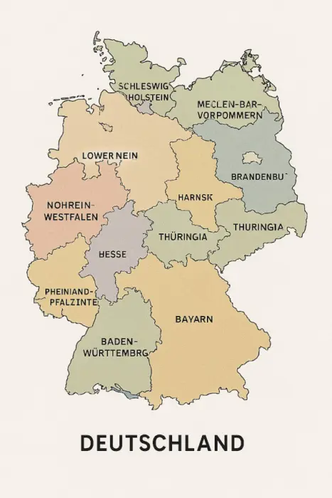 KI-generierte Detuschlandkarte mit dem Bundesland "Lower Nein"